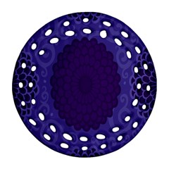 Flower Floral Sunflower Blue Purple Leaf Wave Chevron Beauty Sexy Ornament (round Filigree)