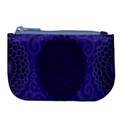 Flower Floral Sunflower Blue Purple Leaf Wave Chevron Beauty Sexy Large Coin Purse