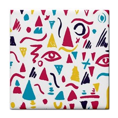 Eye Triangle Wave Chevron Red Yellow Blue Tile Coasters