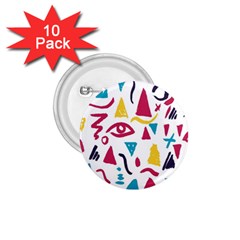 Eye Triangle Wave Chevron Red Yellow Blue 1 75  Buttons (10 Pack)