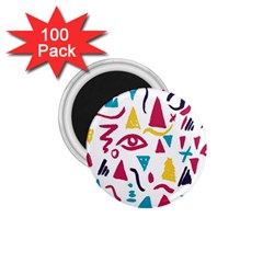 Eye Triangle Wave Chevron Red Yellow Blue 1 75  Magnets (100 Pack) 