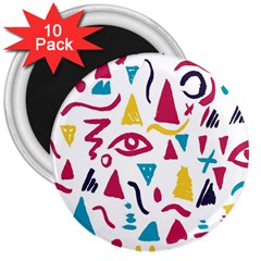 Eye Triangle Wave Chevron Red Yellow Blue 3  Magnets (10 Pack) 