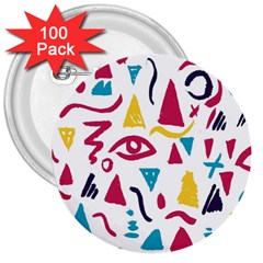 Eye Triangle Wave Chevron Red Yellow Blue 3  Buttons (100 Pack)  by Mariart