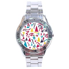 Eye Triangle Wave Chevron Red Yellow Blue Stainless Steel Analogue Watch by Mariart