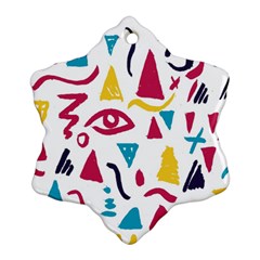 Eye Triangle Wave Chevron Red Yellow Blue Snowflake Ornament (two Sides) by Mariart