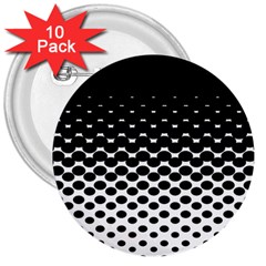 Gradient Circle Round Black Polka 3  Buttons (10 pack) 