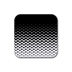 Gradient Circle Round Black Polka Rubber Coaster (square) 