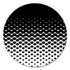 Gradient Circle Round Black Polka Magnet 5  (Round)