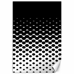 Gradient Circle Round Black Polka Canvas 12  x 18  