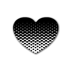 Gradient Circle Round Black Polka Rubber Coaster (Heart) 