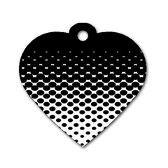 Gradient Circle Round Black Polka Dog Tag Heart (one Side)