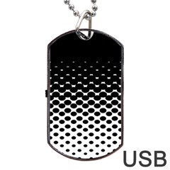 Gradient Circle Round Black Polka Dog Tag USB Flash (One Side)