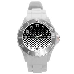 Gradient Circle Round Black Polka Round Plastic Sport Watch (L)