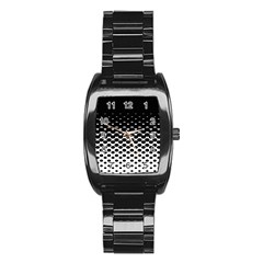 Gradient Circle Round Black Polka Stainless Steel Barrel Watch