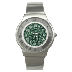 Coconut Leaves Summer Green Stainless Steel Watch