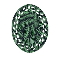 Coconut Leaves Summer Green Ornament (oval Filigree)