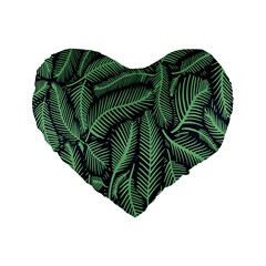Coconut Leaves Summer Green Standard 16  Premium Heart Shape Cushions