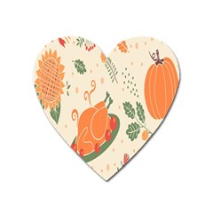 Happy Thanksgiving Chicken Bird Flower Floral Pumpkin Sunflower Heart Magnet
