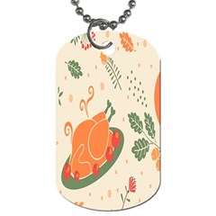 Happy Thanksgiving Chicken Bird Flower Floral Pumpkin Sunflower Dog Tag (one Side) by Mariart