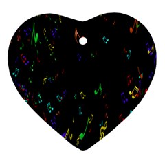 Colorful Music Notes Rainbow Heart Ornament (two Sides) by Mariart