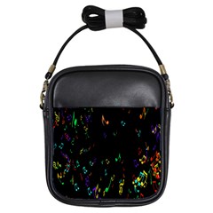 Colorful Music Notes Rainbow Girls Sling Bags