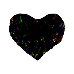 Colorful Music Notes Rainbow Standard 16  Premium Flano Heart Shape Cushions