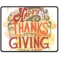 Happy Thanksgiving Sign Double Sided Fleece Blanket (medium)  by Mariart