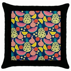 Fruit Pineapple Watermelon Orange Tomato Fruits Throw Pillow Case (black) by Mariart