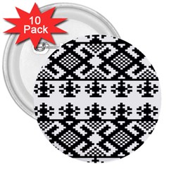 Model Traditional Draperie Line Black White Triangle 3  Buttons (10 Pack)  by Mariart