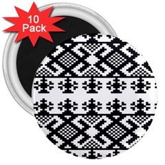 Model Traditional Draperie Line Black White Triangle 3  Magnets (10 Pack)  by Mariart