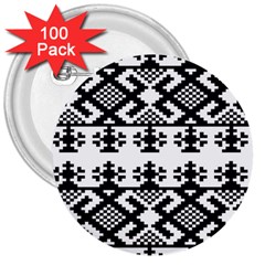 Model Traditional Draperie Line Black White Triangle 3  Buttons (100 Pack) 