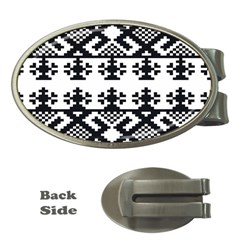 Model Traditional Draperie Line Black White Triangle Money Clips (oval) 