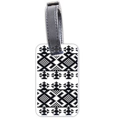 Model Traditional Draperie Line Black White Triangle Luggage Tags (one Side) 