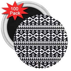 Model Traditional Draperie Line Black White 3  Magnets (100 Pack)