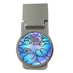 Lotus Flower Wall Purple Blue Money Clips (round) 