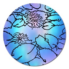 Lotus Flower Wall Purple Blue Magnet 5  (round)