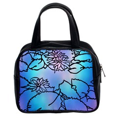 Lotus Flower Wall Purple Blue Classic Handbags (2 Sides) by Mariart