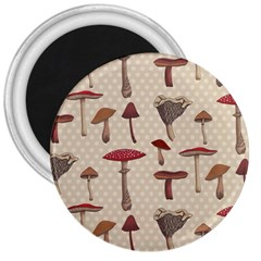 Mushroom Madness Red Grey Brown Polka Dots 3  Magnets by Mariart