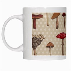 Mushroom Madness Red Grey Brown Polka Dots White Mugs by Mariart