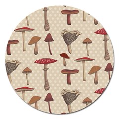 Mushroom Madness Red Grey Brown Polka Dots Magnet 5  (round) by Mariart