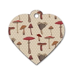 Mushroom Madness Red Grey Brown Polka Dots Dog Tag Heart (two Sides) by Mariart