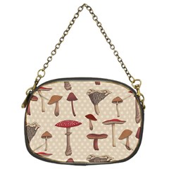 Mushroom Madness Red Grey Brown Polka Dots Chain Purses (two Sides) 