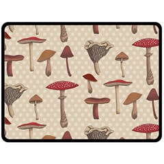 Mushroom Madness Red Grey Brown Polka Dots Fleece Blanket (large) 