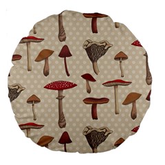 Mushroom Madness Red Grey Brown Polka Dots Large 18  Premium Round Cushions