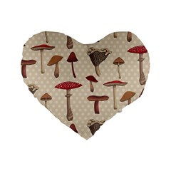 Mushroom Madness Red Grey Brown Polka Dots Standard 16  Premium Flano Heart Shape Cushions