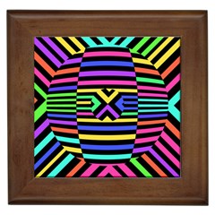 Optical Illusion Line Wave Chevron Rainbow Colorfull Framed Tiles by Mariart