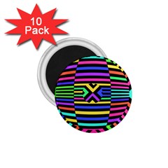 Optical Illusion Line Wave Chevron Rainbow Colorfull 1 75  Magnets (10 Pack) 