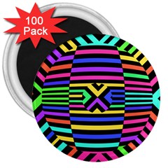 Optical Illusion Line Wave Chevron Rainbow Colorfull 3  Magnets (100 Pack) by Mariart