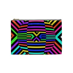 Optical Illusion Line Wave Chevron Rainbow Colorfull Cosmetic Bag (medium) 