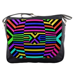 Optical Illusion Line Wave Chevron Rainbow Colorfull Messenger Bags